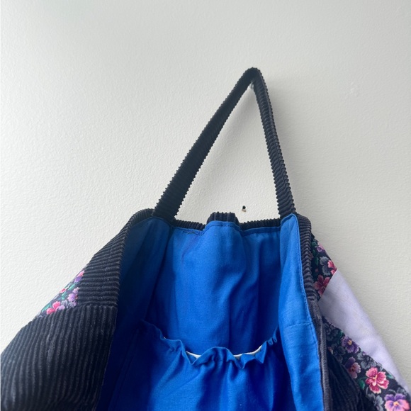 Quilted & Corduroy Floral Patchwork Tote Bag - Picture 7 of 8